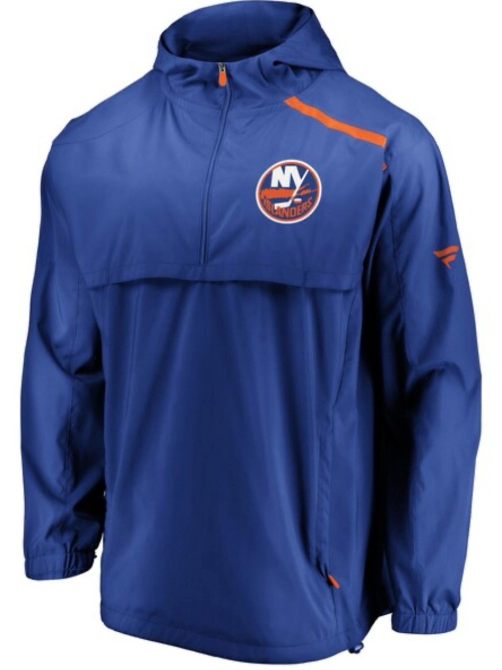 NY Islanders NHL Authentic Pro Fanatics 1/4 Zip Hooded Anorak Rink Jacket Blue S